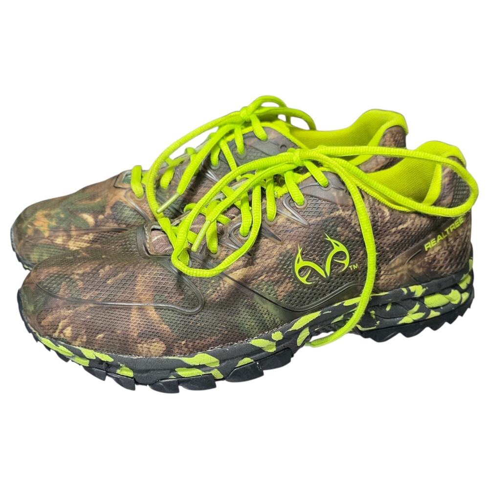 Realtree Camo Running Shoes Mens 10 Neon Green Trail Hunting Sneakers